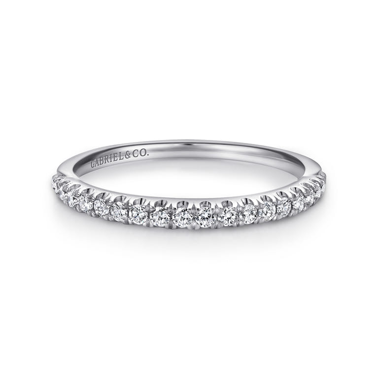 14K White Gold Matching Wedding Band - 0.2 ct - Shot 1