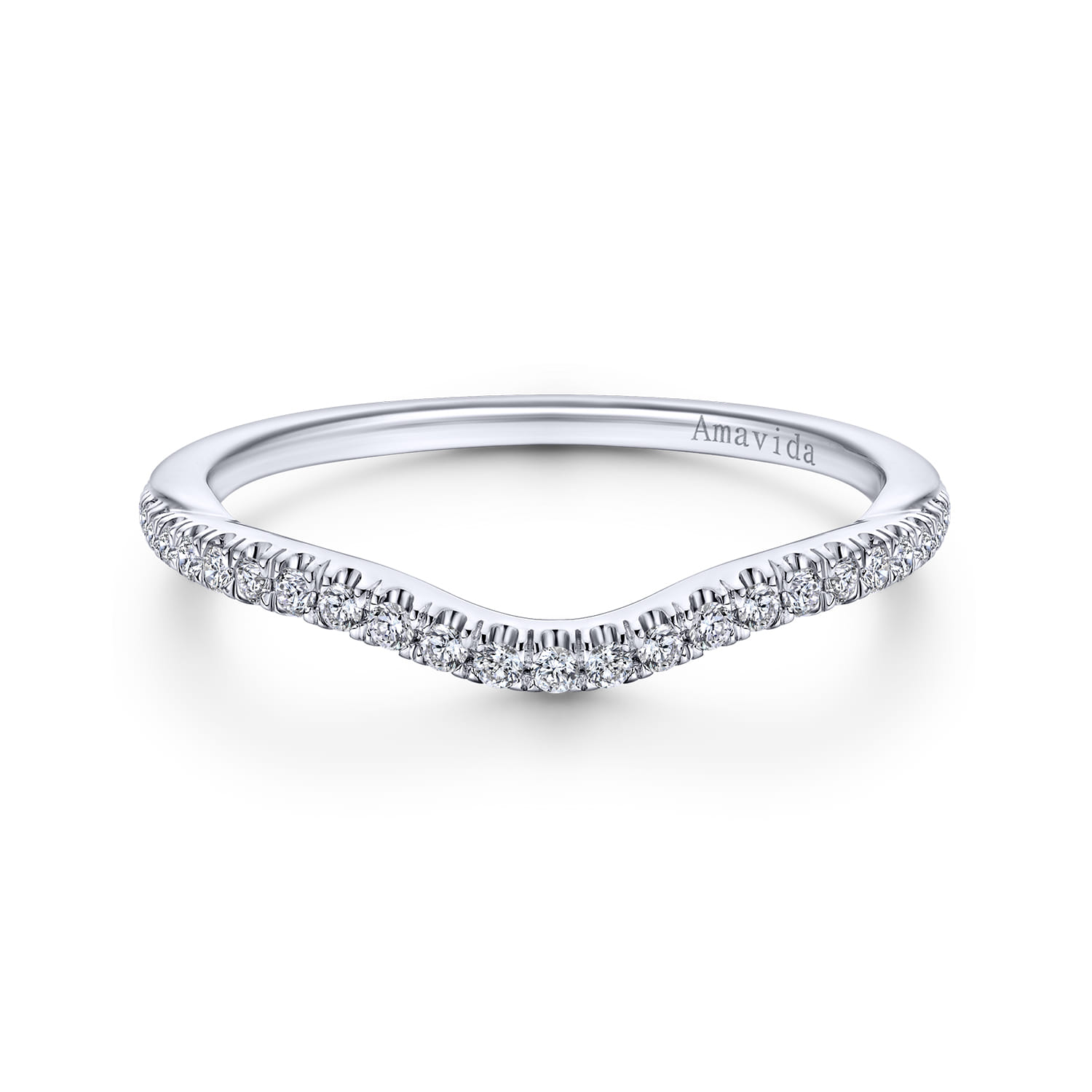 14K White Gold Matching Wedding Band - 0.13 ct - Shot 1