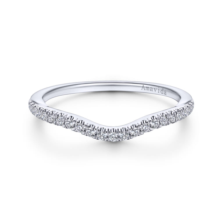 14K White Gold Matching Wedding Band - 0.13 ct - Shot 1