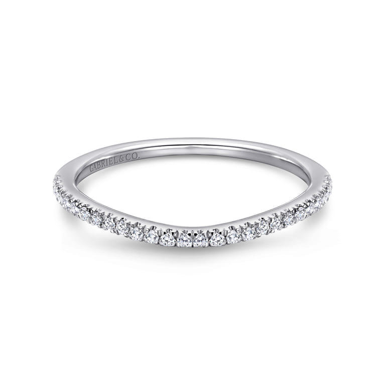 14K White Gold Matching Wedding Band - 0.13 ct - Shot 1