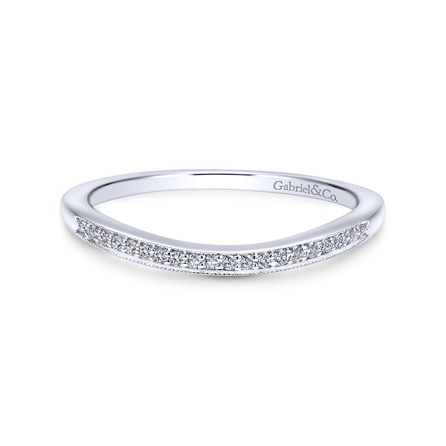14K White Gold Matching Wedding Band - 0.05 ct - Shot 1