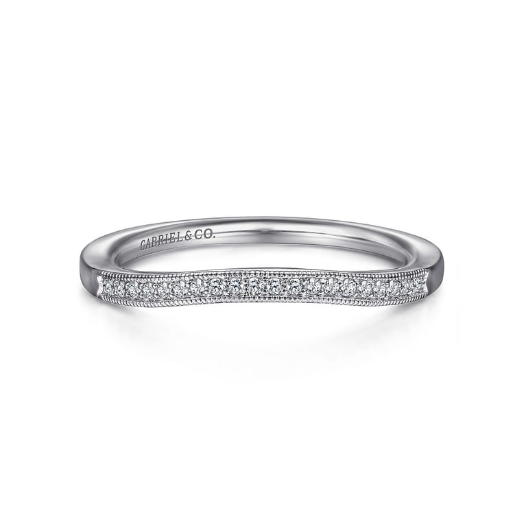 14K White Gold Matching Wedding Band - 0.05 ct - Shot 1