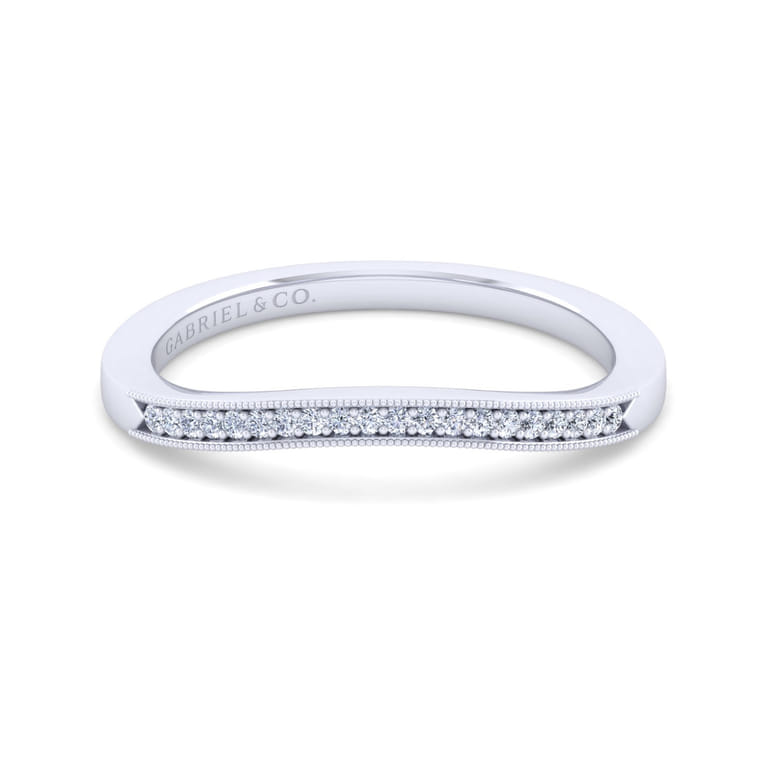 14K White Gold Matching Wedding Band - 0.05 ct - Shot 1