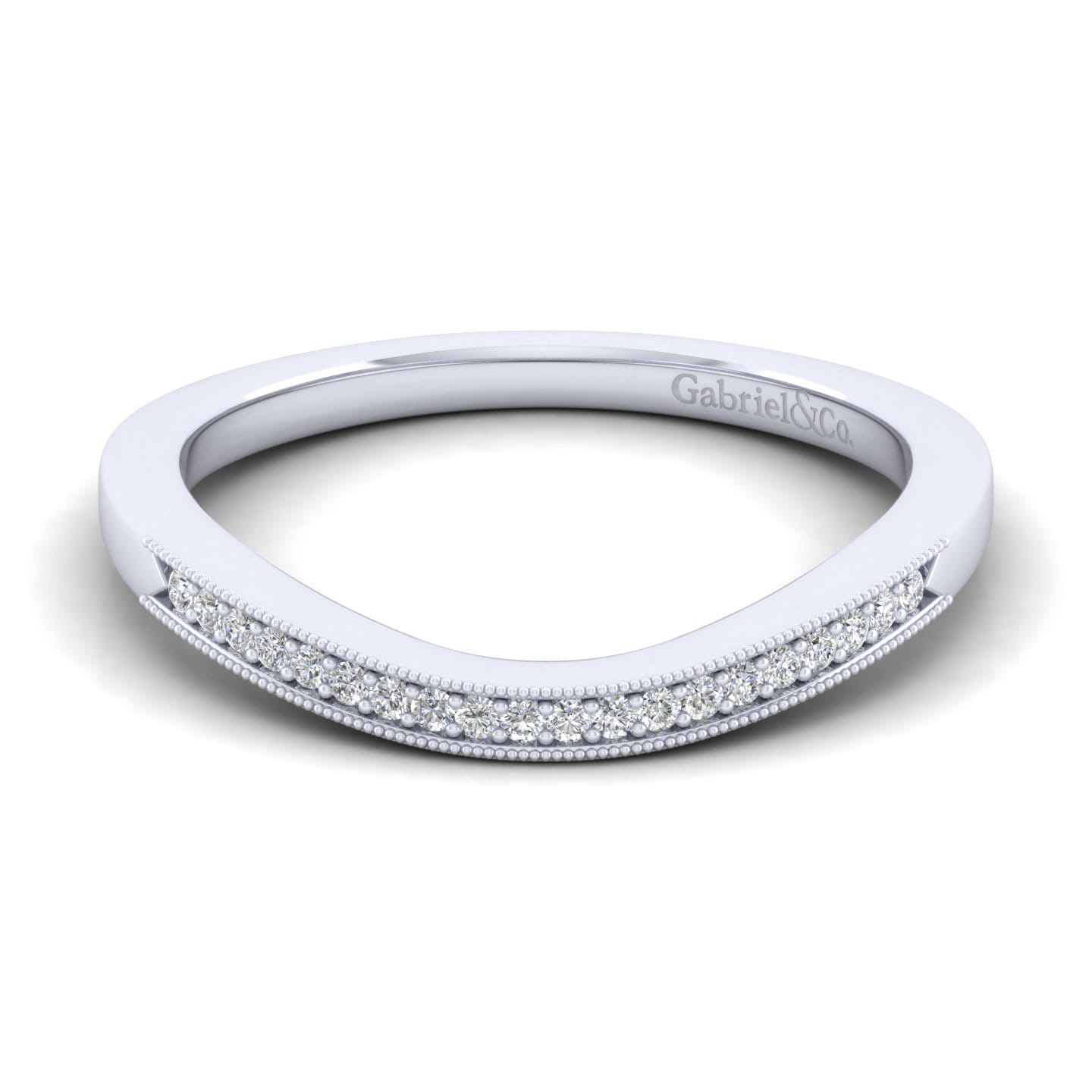 14K White Gold Matching Wedding Band - 0.05 ct - Shot 1