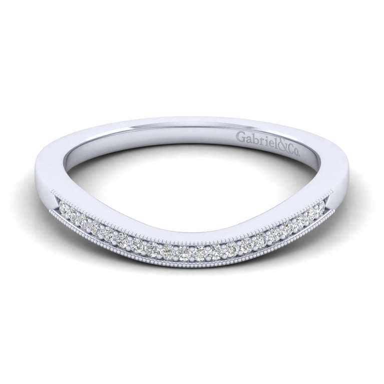 14K White Gold Matching Wedding Band - 0.05 ct - Shot 1