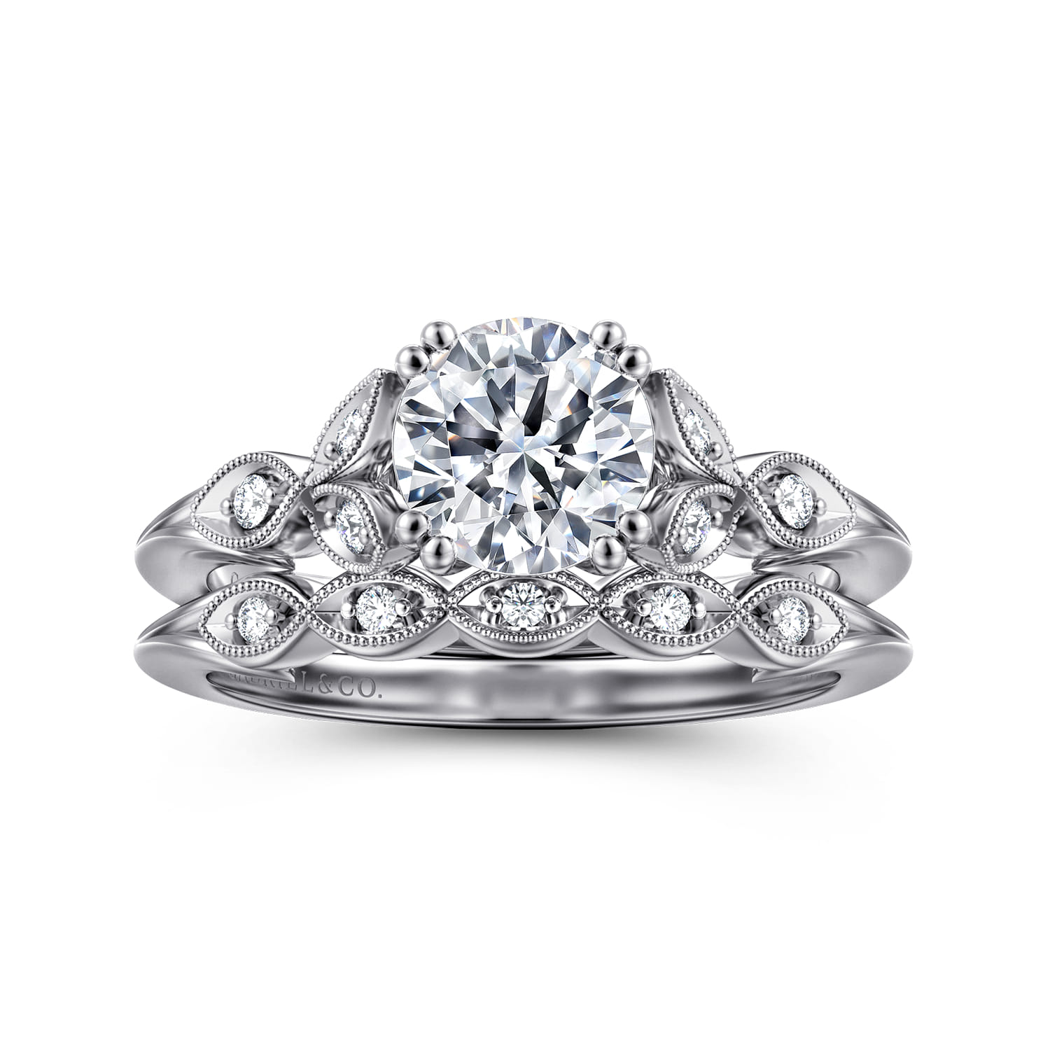 14K White Gold Matching Wedding Band - 0.04 ct - Shot 4