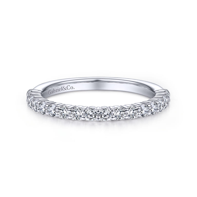 14K White Gold Matching Wedding Band - 0.42 ct - Shot 1