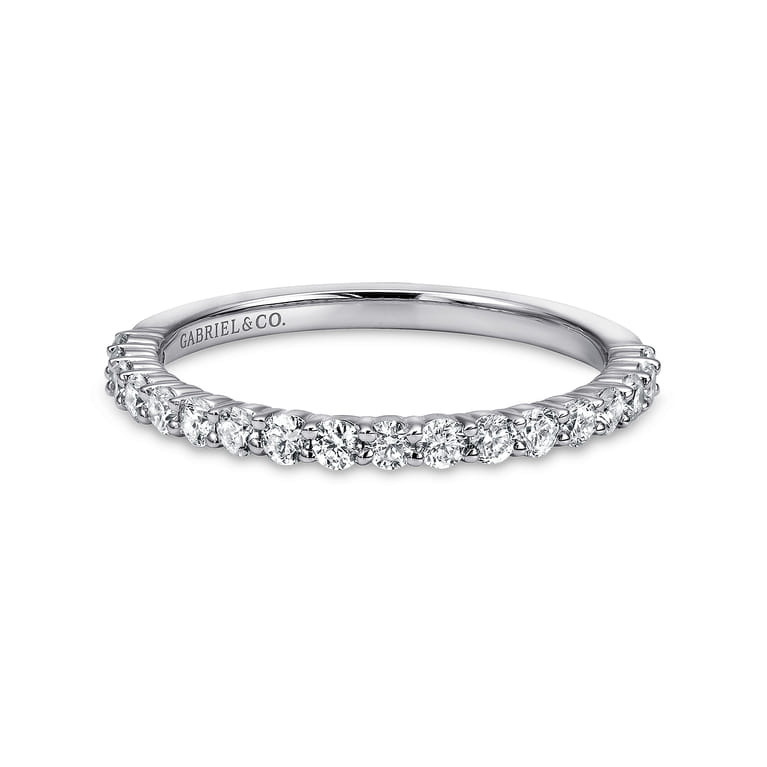 14K White Gold Matching Wedding Band - 0.42 ct - Shot 1