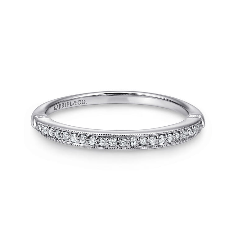 14K White Gold Matching Wedding Band - 0.09 ct - Shot 1