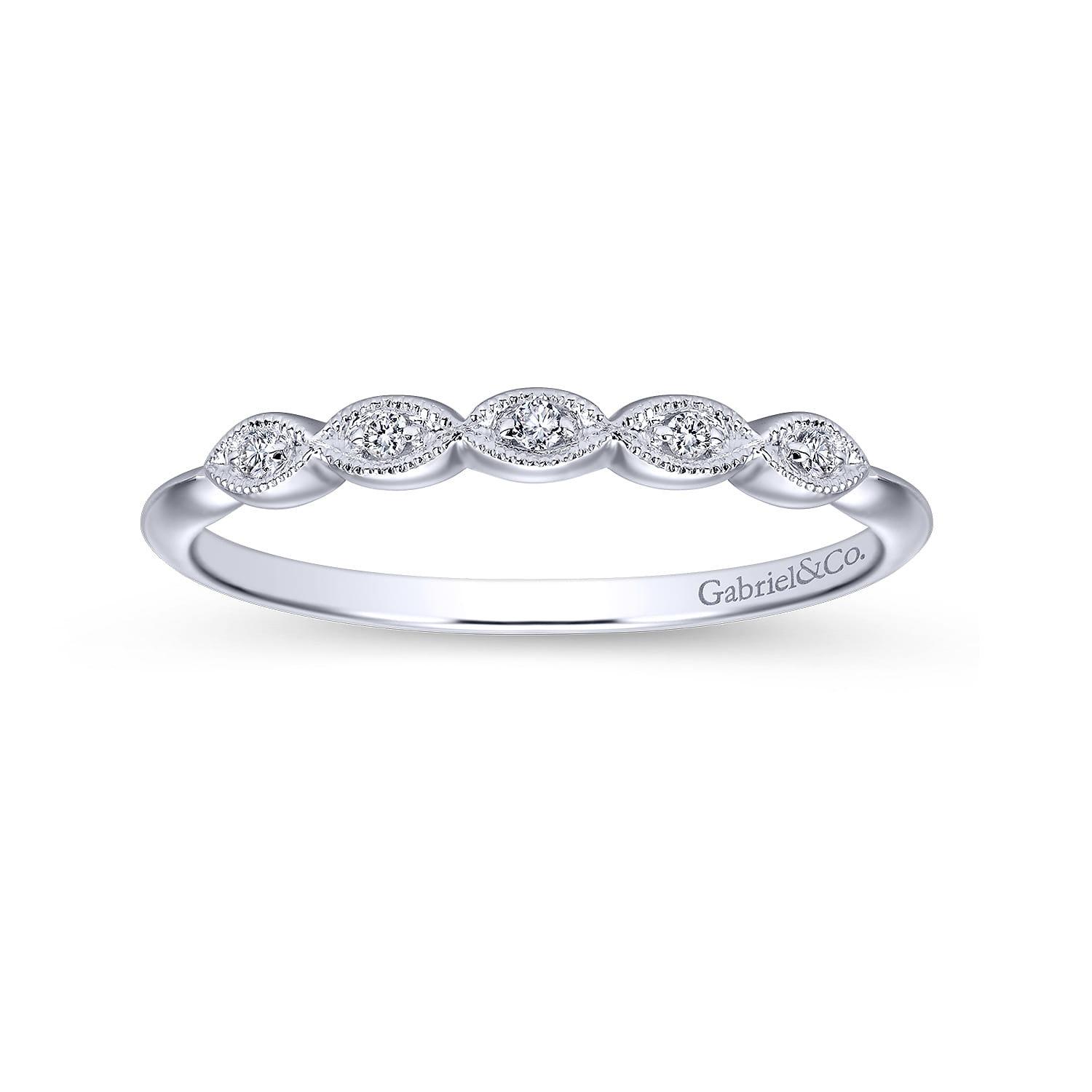 14K White Gold Matching Wedding Band - 0.03 ct - Shot 5