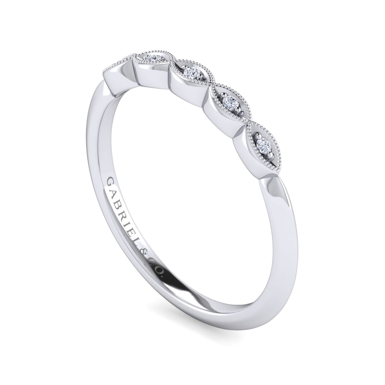 14K White Gold Matching Wedding Band - 0.03 ct - Shot 3