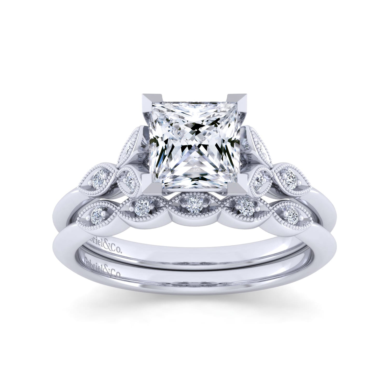 14K White Gold Matching Wedding Band - 0.03 ct - Shot 4