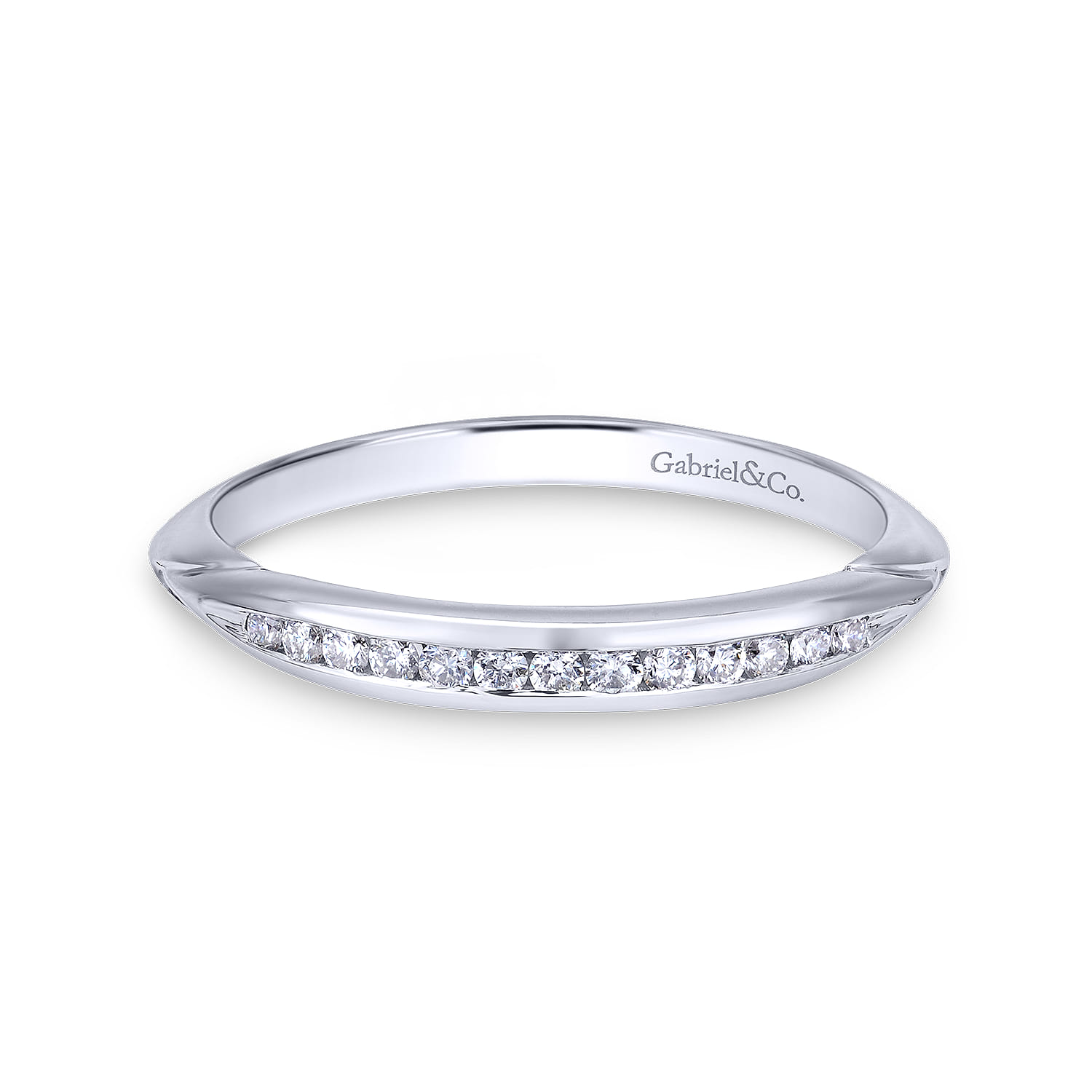 14K White Gold Matching Wedding Band - 0.12 ct - Shot 1