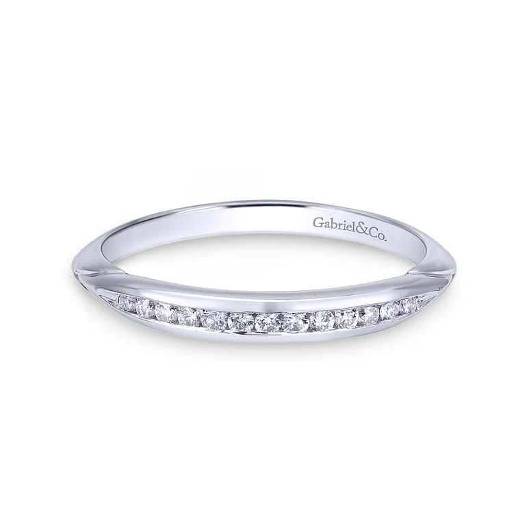 14K White Gold Matching Wedding Band - 0.12 ct - Shot 1