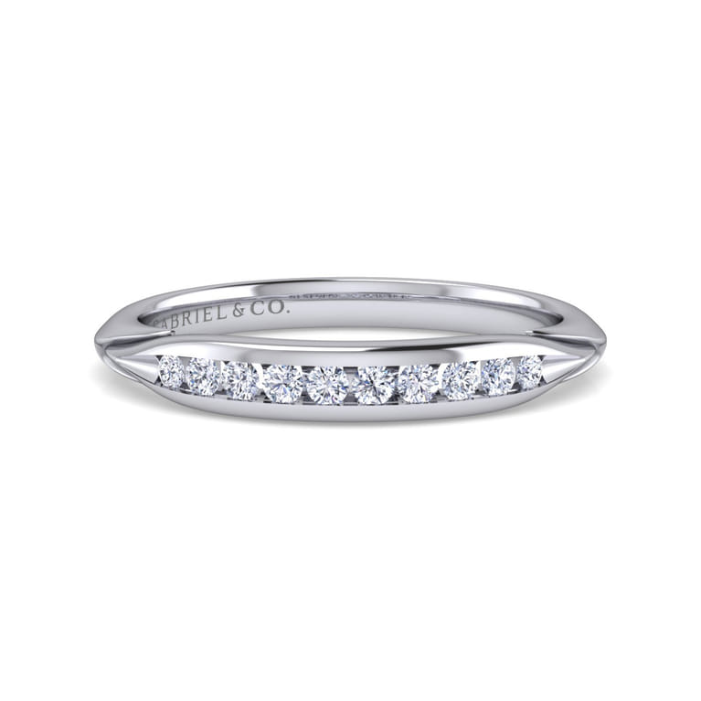 14K White Gold Matching Wedding Band - 0.19 ct - Shot 1