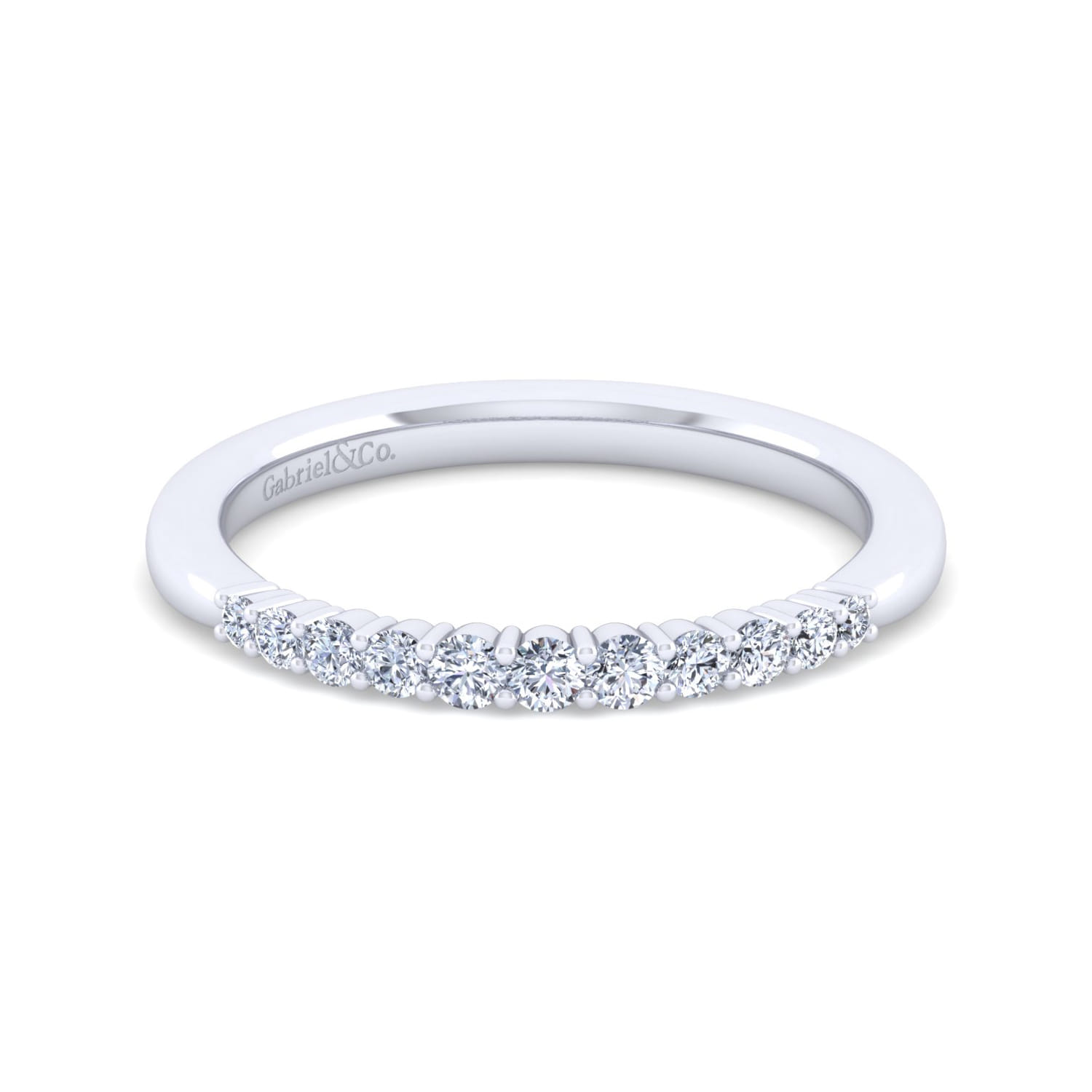 14K White Gold Matching Wedding Band - 0.21 ct - Shot 1