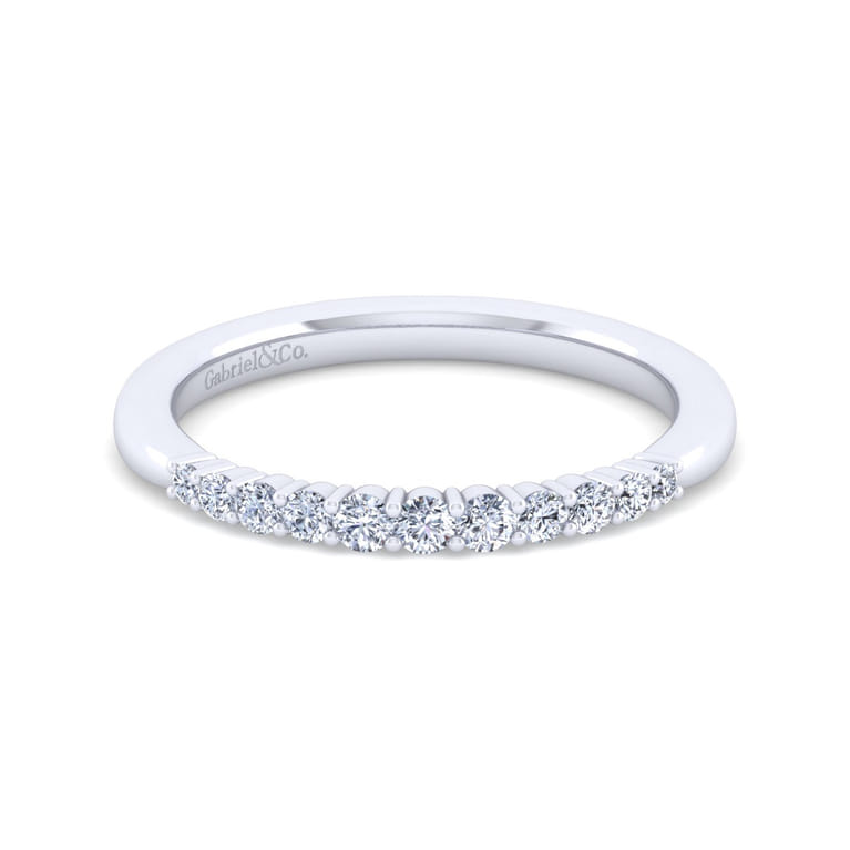 14K White Gold Matching Wedding Band - 0.21 ct - Shot 1