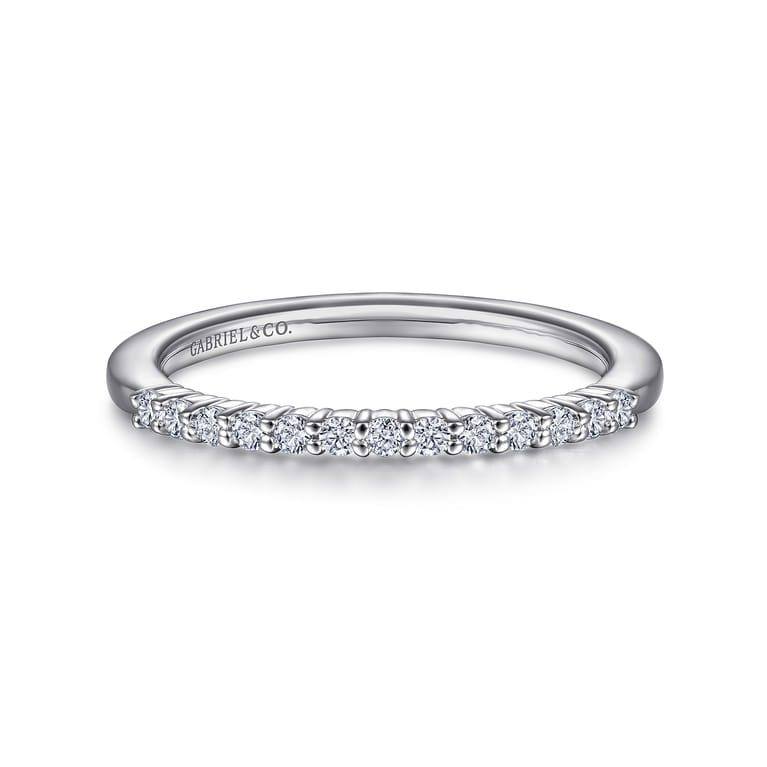 14K White Gold  Matching Wedding Band - 0.15 ct - Shot 1