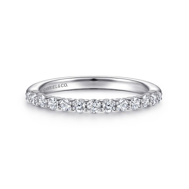 14K White Gold Matching Wedding Band - 0.38 ct - Shot 1