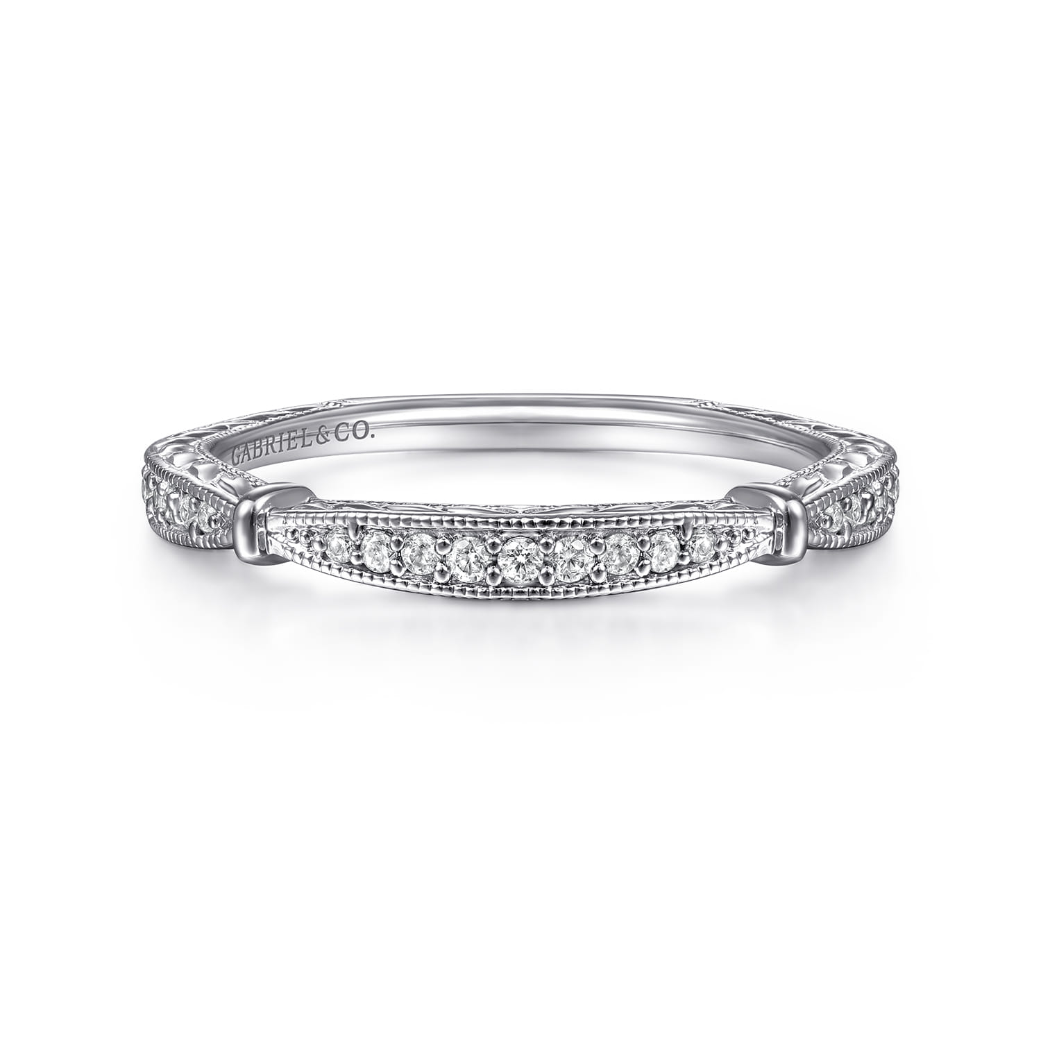 14K White Gold  Matching Wedding Band - 0.11 ct - Shot 1