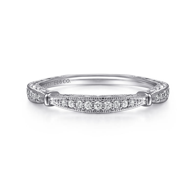 14K White Gold  Matching Wedding Band - 0.11 ct - Shot 1