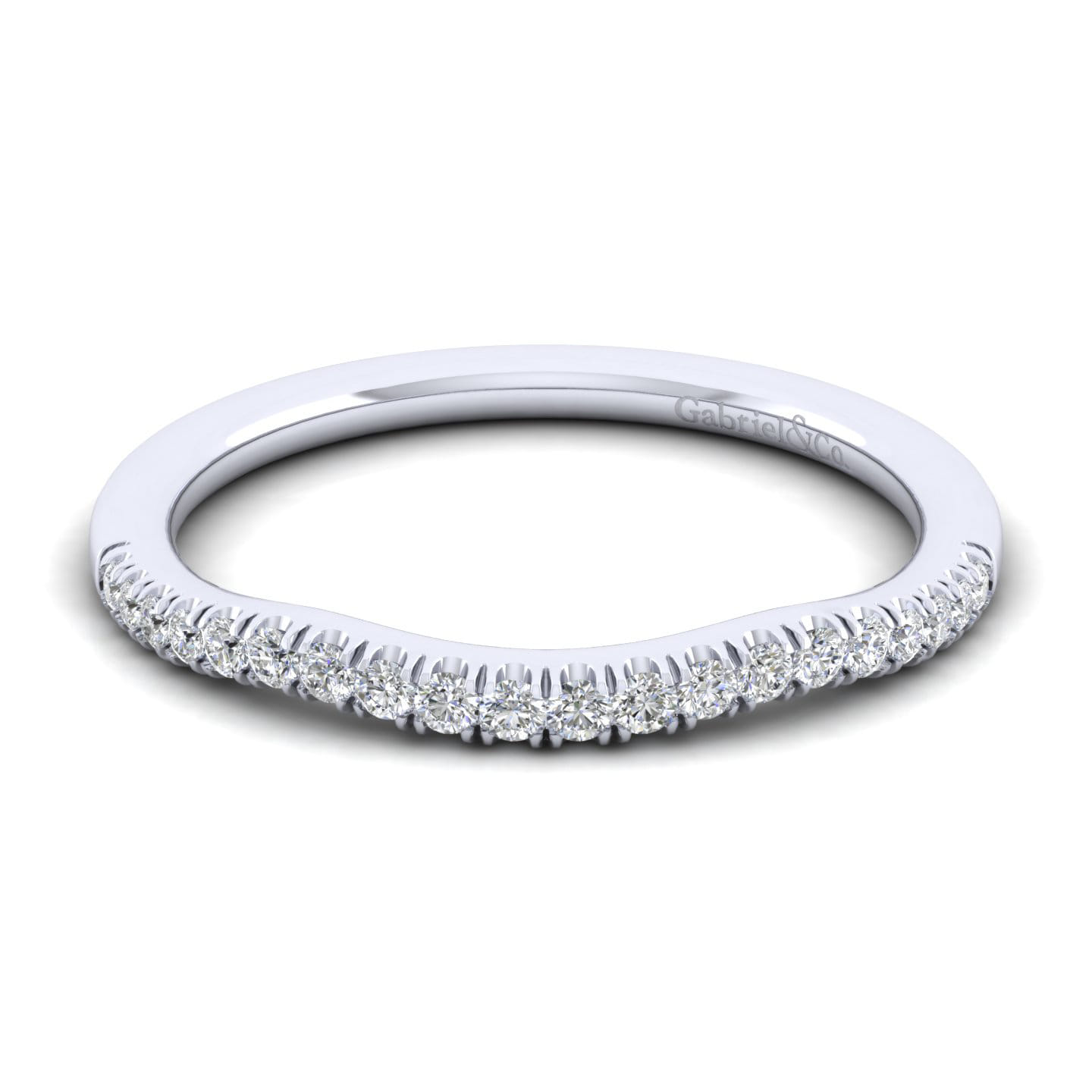 14K White Gold Matching Wedding Band - 0.14 ct - Shot 1