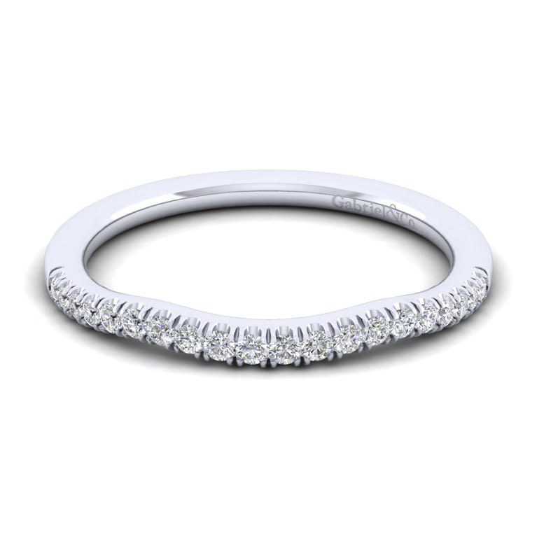 14K White Gold Matching Wedding Band - 0.14 ct - Shot 1