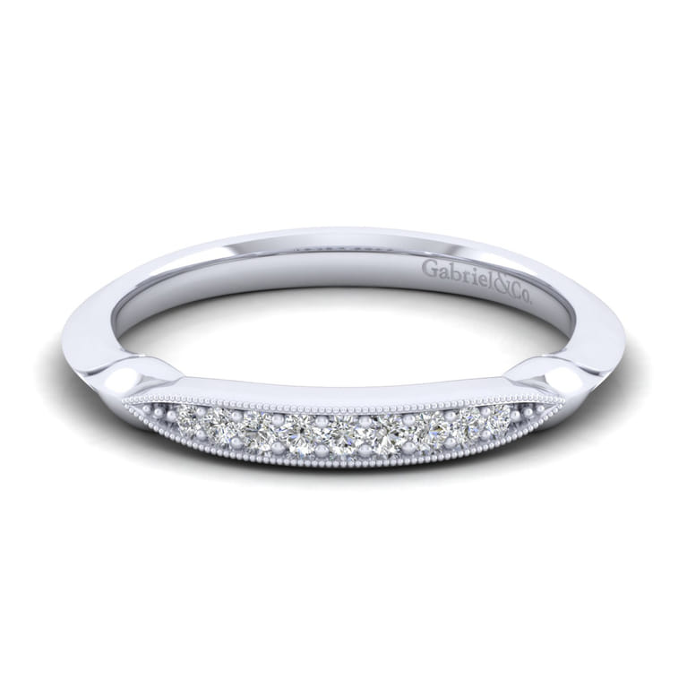 14K White Gold  Matching Wedding Band - 0.07 ct - Shot 1