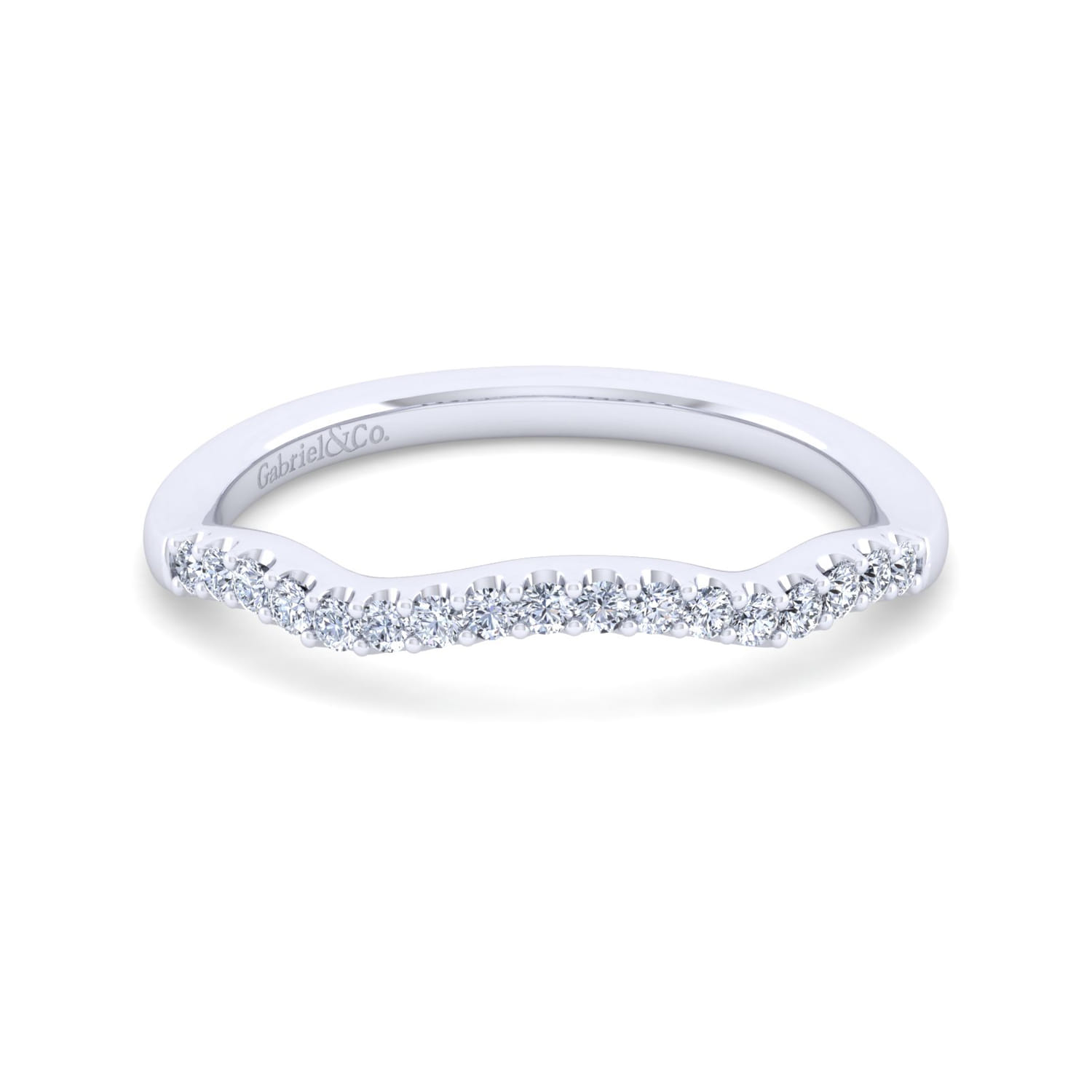 14K White Gold Matching Wedding Band - 0.16 ct - Shot 1