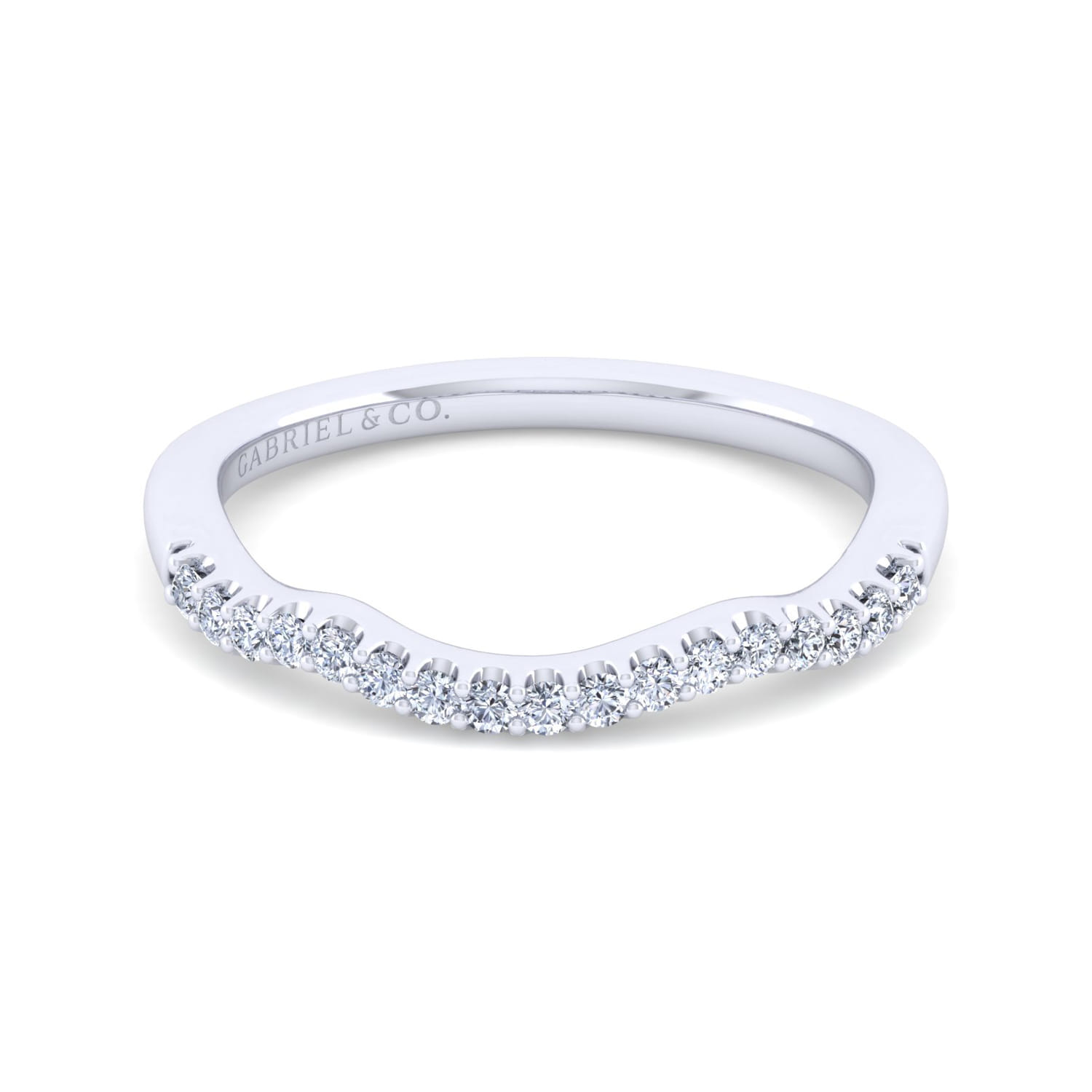 14K White Gold Matching Wedding Band - 0.16 ct - Shot 1