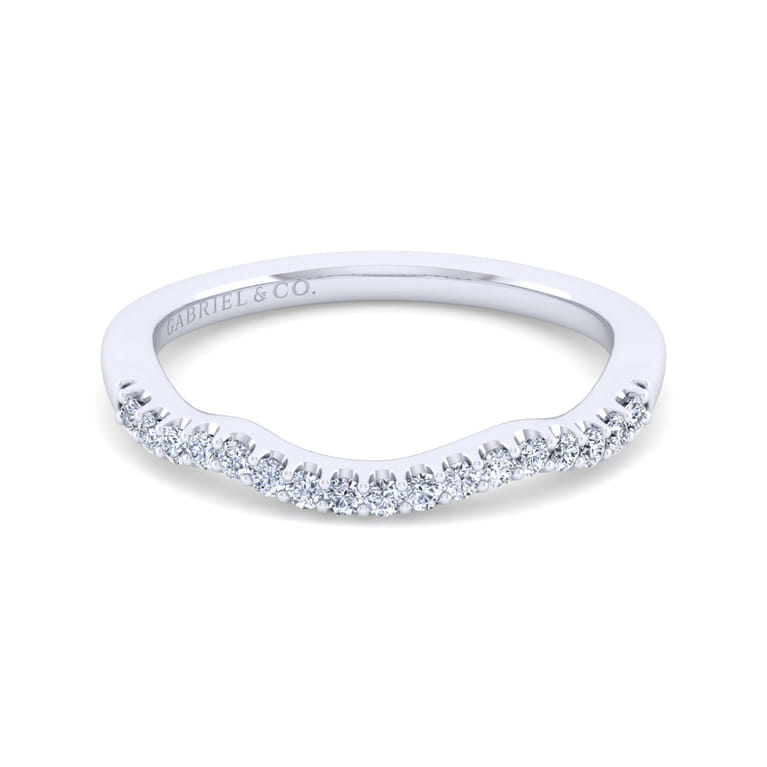 14K White Gold Matching Wedding Band - 0.16 ct - Shot 1