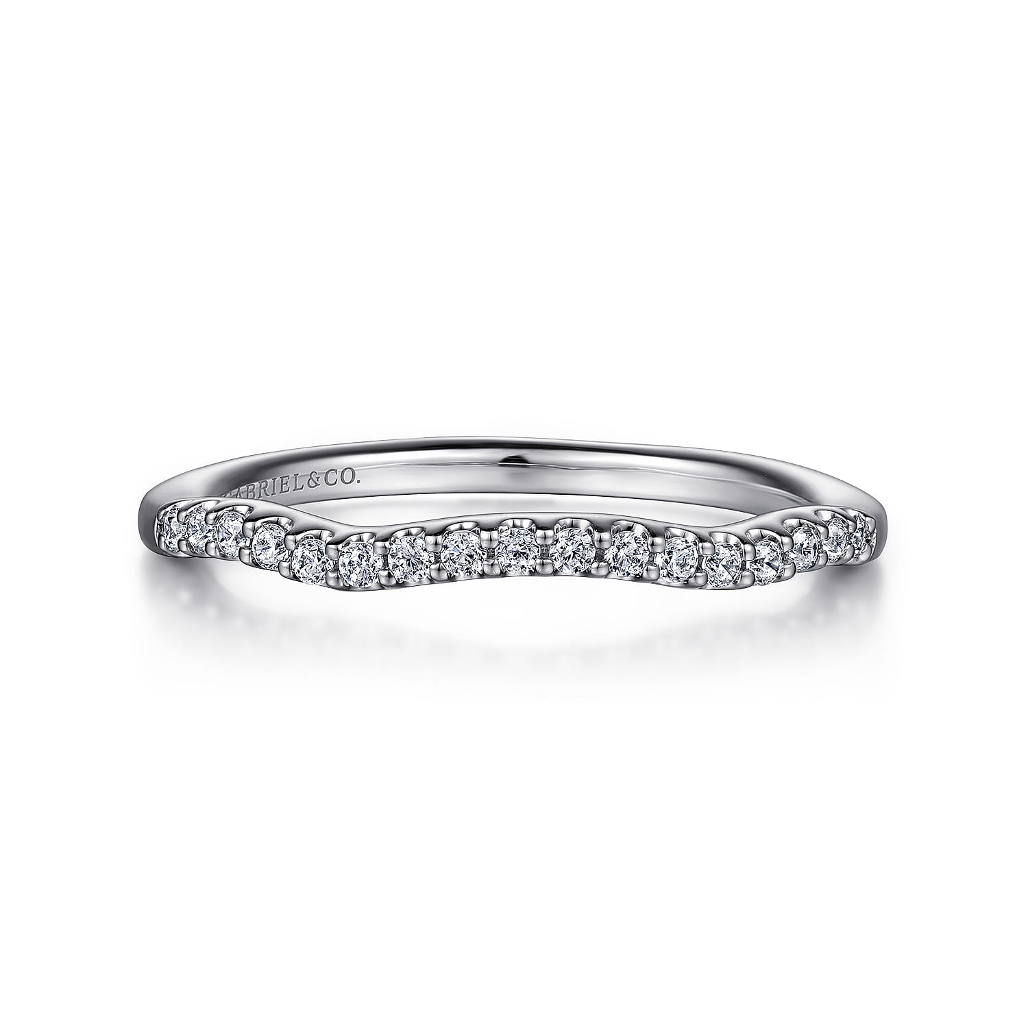 14K White Gold Matching Wedding Band - 0.12 ct - Shot 1