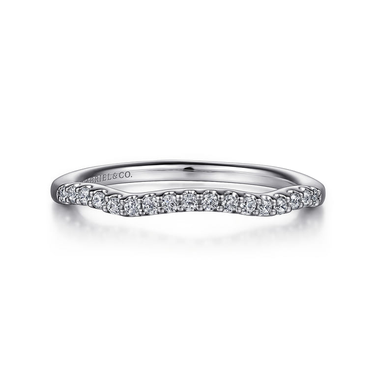 14K White Gold Matching Wedding Band - 0.12 ct - Shot 1
