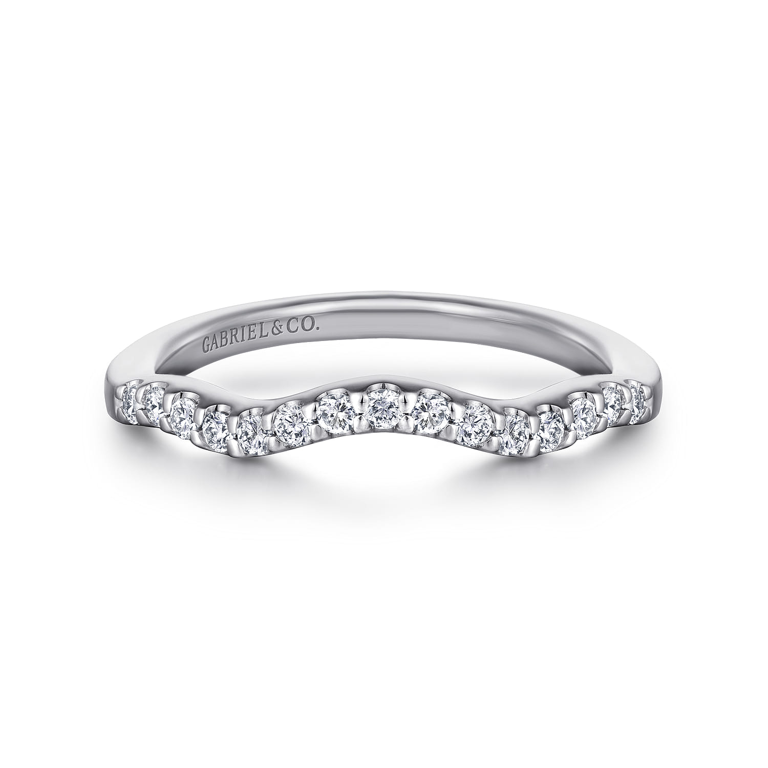 14K White Gold Matching Wedding Band - 0.19 ct - Shot 1