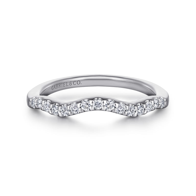 14K White Gold Matching Wedding Band - 0.19 ct - Shot 1