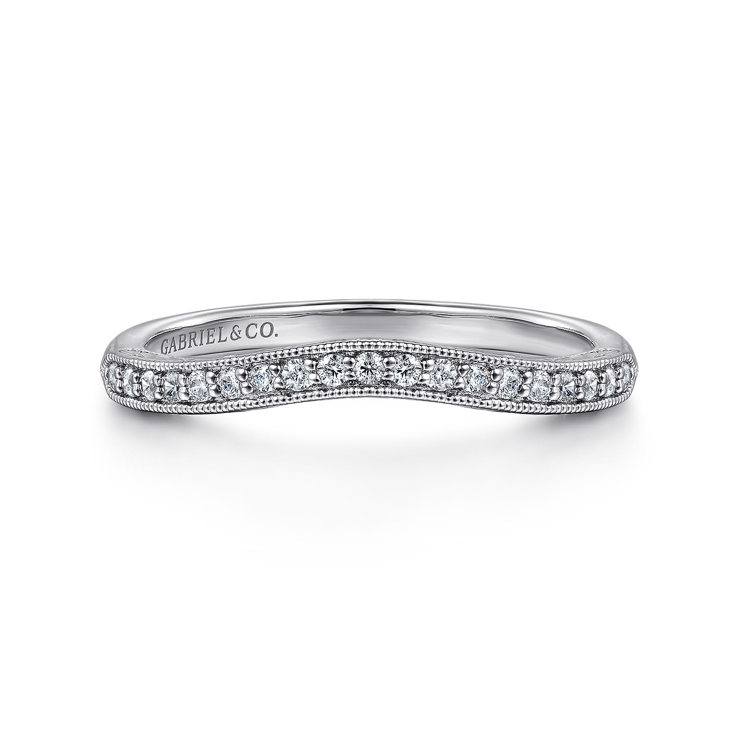 14K White Gold Matching Wedding Band - 0.09 ct - Shot 1