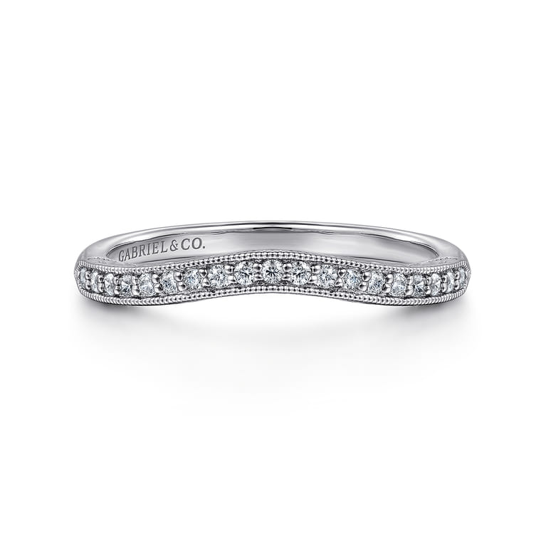 14K White Gold Matching Wedding Band - 0.09 ct - Shot 1