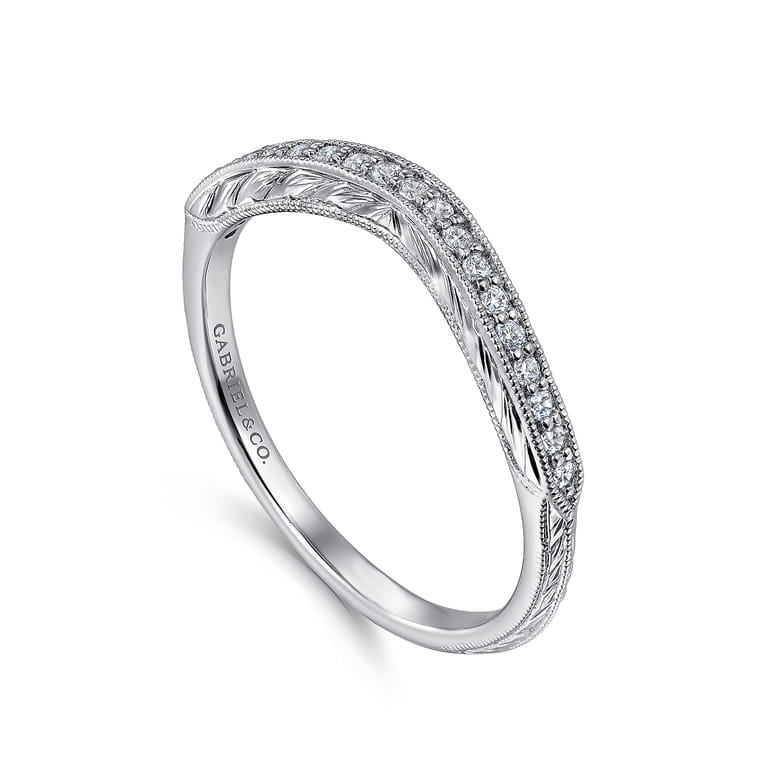 14K White Gold Matching Wedding Band - 0.09 ct - Shot 3