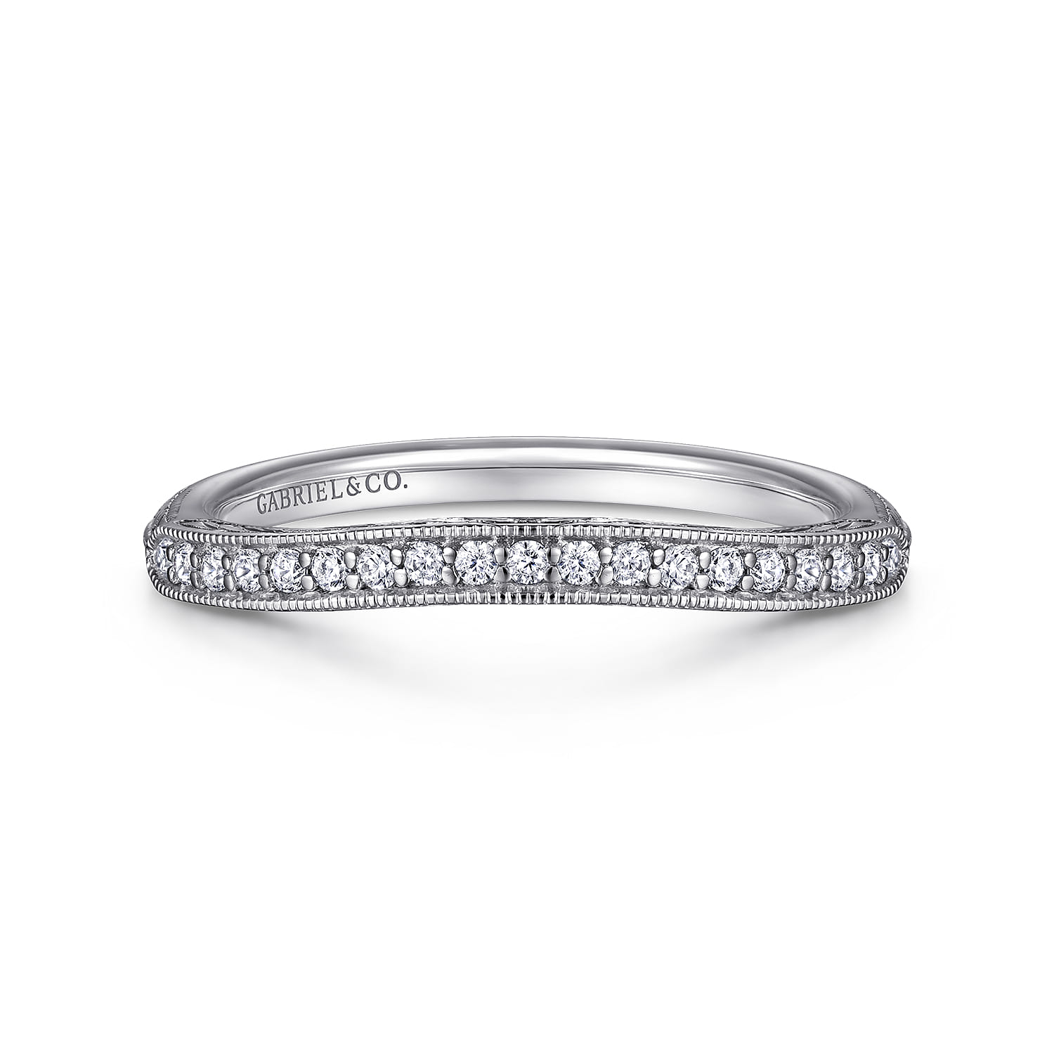 14K White Gold  Matching Wedding Band - 0.09 ct - Shot 1
