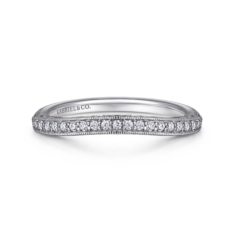 14K White Gold  Matching Wedding Band - 0.09 ct - Shot 1