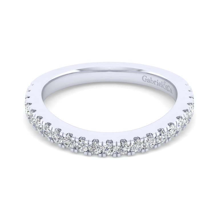 14K White Gold Matching Wedding Band - 0.38 ct - Shot 1