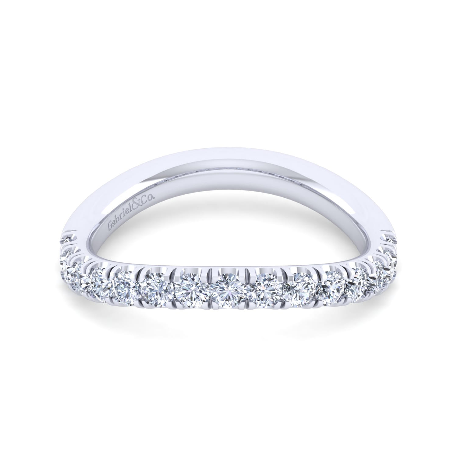 14K White Gold Matching Wedding Band - 0.57 ct - Shot 1