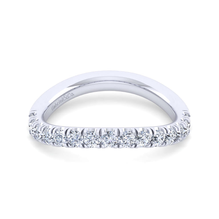 14K White Gold Matching Wedding Band - 0.57 ct - Shot 1