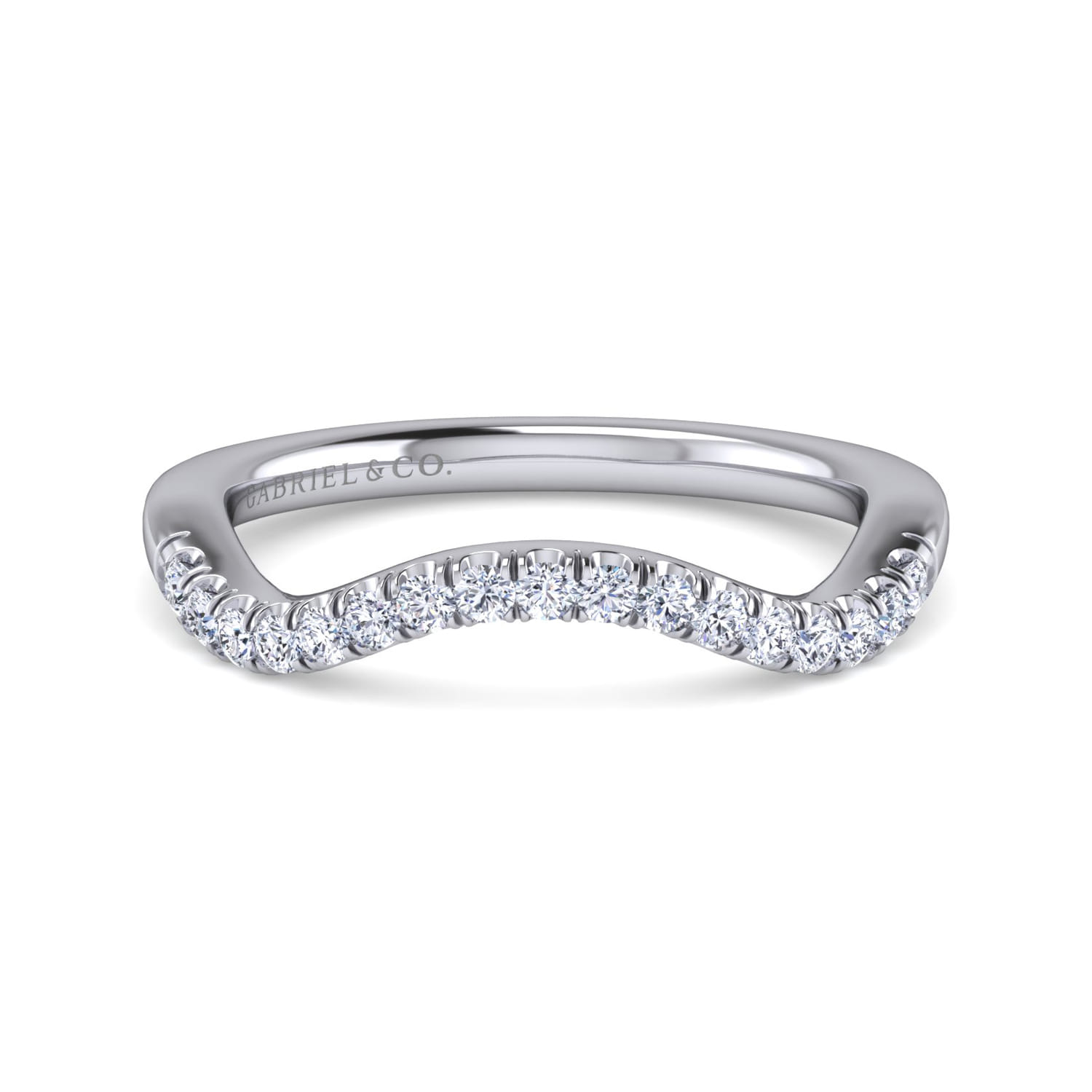 14K White Gold Matching Wedding Band - 0.21 ct - Shot 1