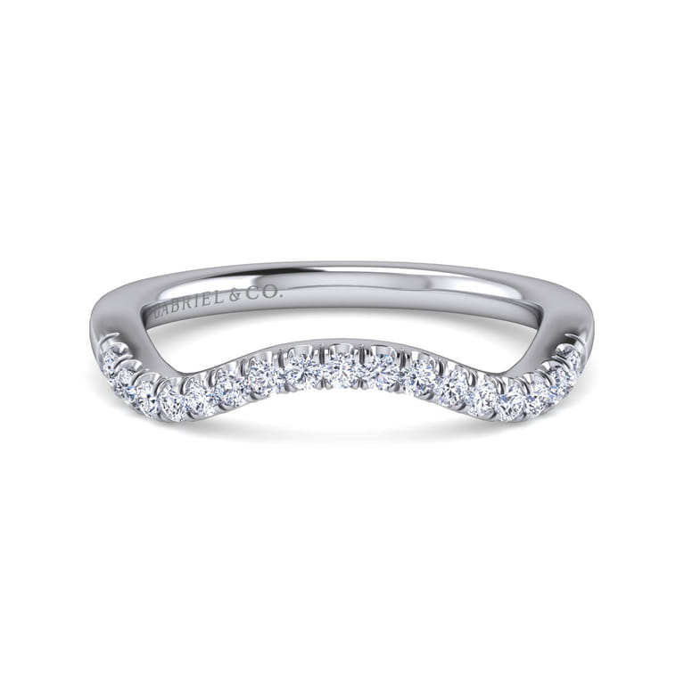 14K White Gold Matching Wedding Band - 0.21 ct - Shot 1