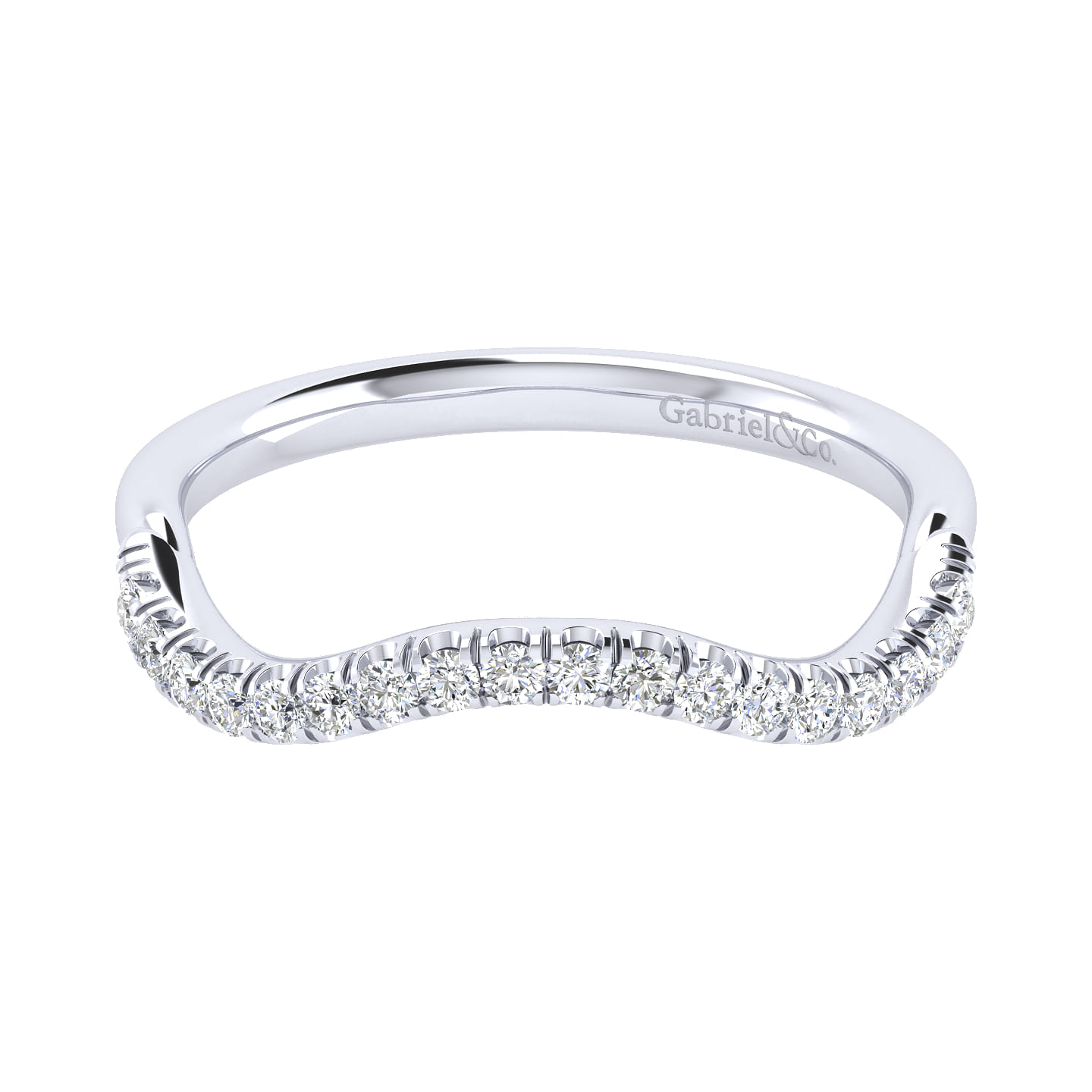 14K White Gold Matching Wedding Band - 0.19 ct - Shot 1