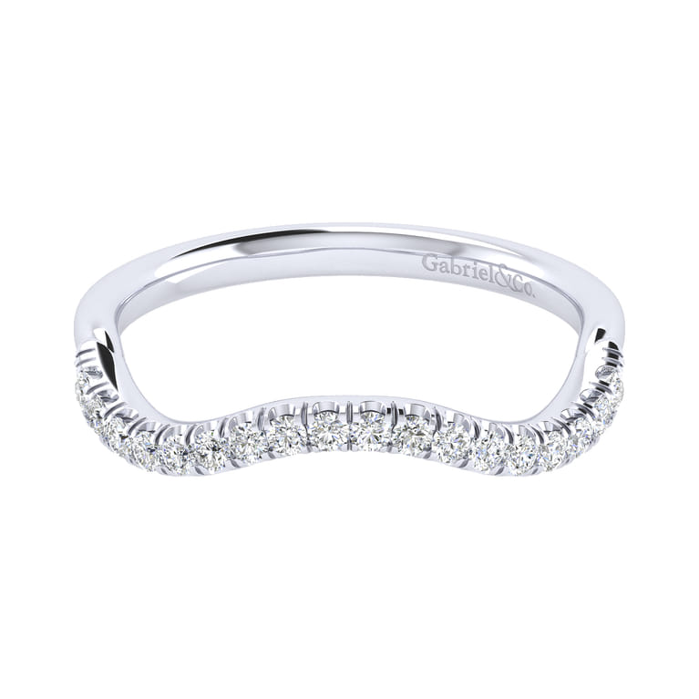 14K White Gold Matching Wedding Band - 0.19 ct - Shot 1