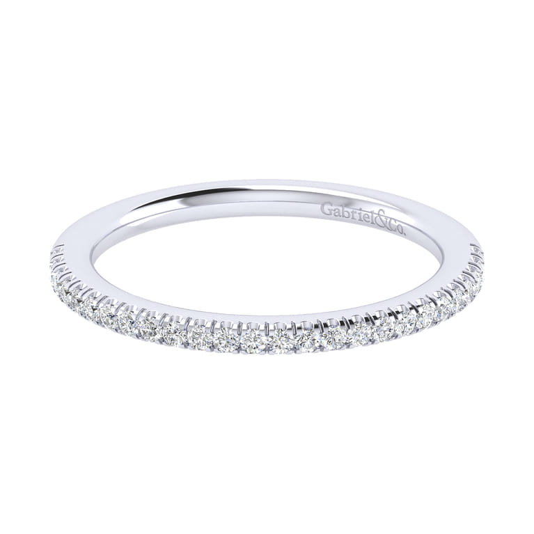 14K White Gold Matching Wedding Band - 0.17 ct - Shot 1