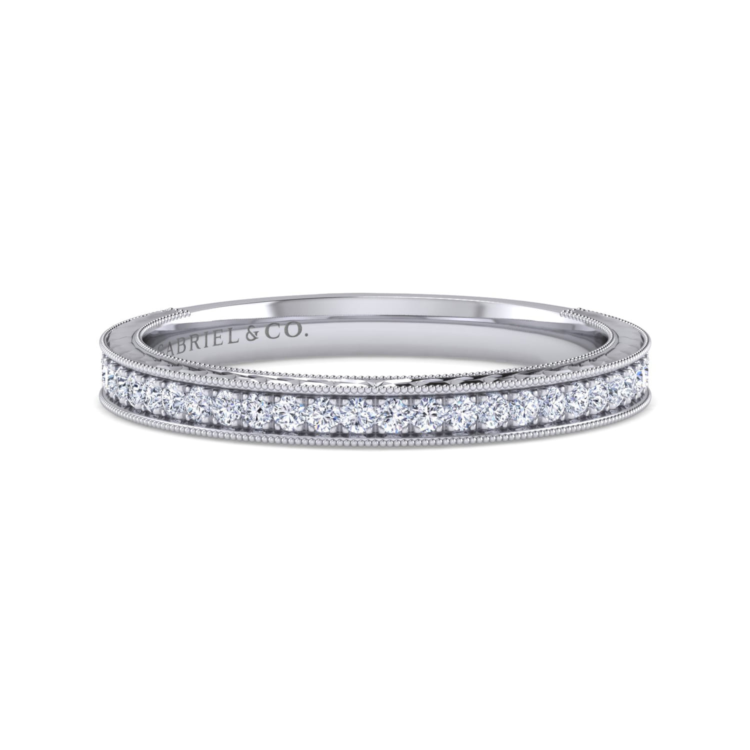 14K White Gold Matching Wedding Band - 0.19 ct - Shot 1