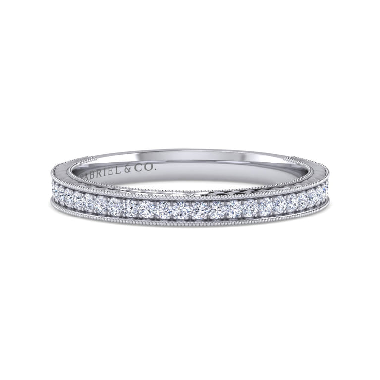 14K White Gold Matching Wedding Band - 0.19 ct - Shot 1